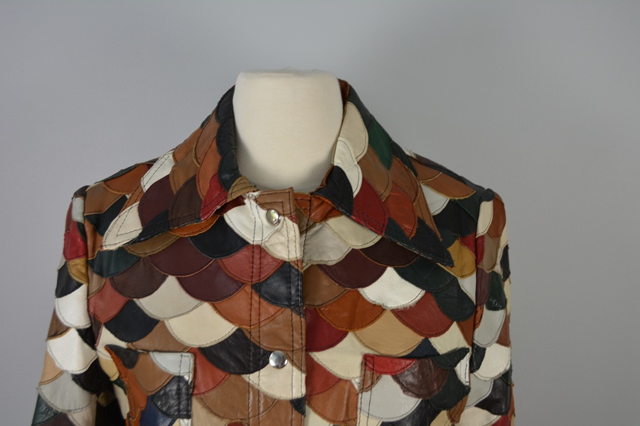 Vintage Fish Scales Patchwork Leather Jacket EBTH
